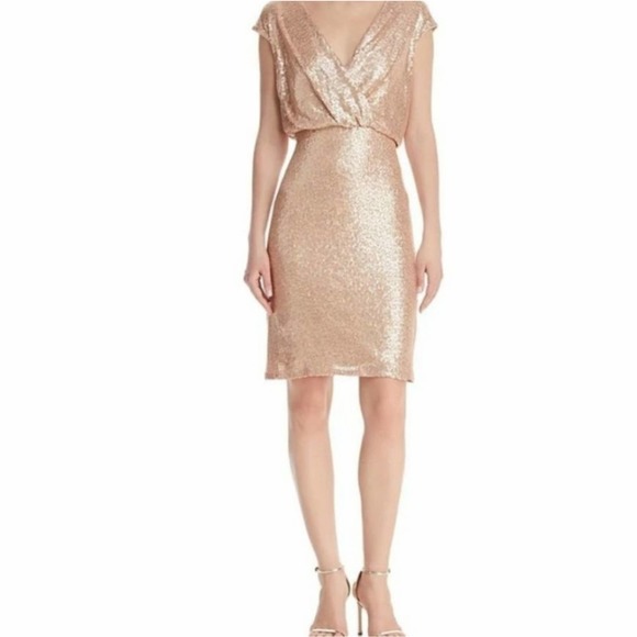 Tadashi Shoji Dresses & Skirts - Tadashi shoji champagne sequined cocktail dress Size small
